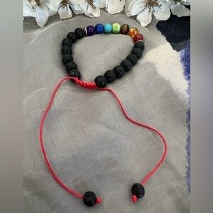 Handmade lava stone bracelet holistic energy chakra stress relief adjust…